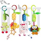 katedy 3pcs Baby Rattle Toy Graspハンドル手ベル赤ちゃんDevelopmentalおもちゃ、6 "漫画Stuffed Animal Hanging Hand Rattl