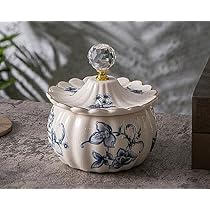 ◎新品◎ 海外製陶器オブジェアクセサリー入れ手の形の陶器トレイ 青い花柄