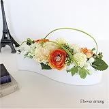 フラワーアレンジ オレンジ＆クリーム W40　造花 インテリア 消臭 CT触媒 フェイクグリーン 観葉植物