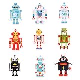 刺繍 ワッペン アイロン パッチ アップリケ ロボット 9枚セット アイロン接着 縫い付け 補修 DIY 縫製 手芸 ハンドメイド キッズ 飾り 可愛い 入園 保育園 幼稚園 リメイク