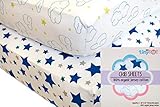 Fitted Crib Sheets - 100% Organic Jersey Cotton - 2-Pack, Extremely Soft, Breathable, Cuddly, Snugly