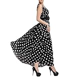 Scott-Vincent Borba Haute Couture Polka Dot Chiffon Maxi Dress,Black [並行輸入品]