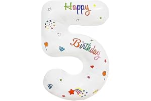 PomeloCoto 5数字 バルーン白 小きい誕生日 飾り付け5歳, 86cm白風船 数字5スウジ バルーン オオキイ 記念日/カーニバル/卒業式/プロポーズ/写真撮影用小道具