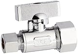 LDR 537 6202QT 3/8-Inch Comp by 5/8-Inch Comp Quarter Turn Shut-Off Straight Valve Low Lead, Chrome 