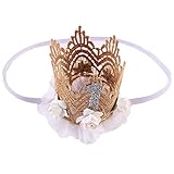 Tonsee ベビー ガールズ ヘアバンド レース 髪飾り 超可愛い フラワークラウン ヘアアクセサリー (ホワイト)