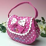 【キッズバッグ】3色カット玉付き水玉バッグ（ピンク）