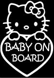 sixtytwo24 Baby On Board Hello Kitty 5 "デカール{ホワイト} - Baby on Boardステッカー、デカール、Hangover Baby Onボード、JDM