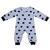 Domybestベビー服 ロンパース　春秋　ボディスーツ　コットン　水玉柄　赤ちゃんカバーオール　長袖　柔らかい　肌着　新生児　出産祝い (90)