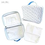 (ボリボンウーフ)boribon oeuf おむつポーチ/マルチポーチ(キャド柄)/ブルー