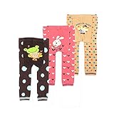 Ochine 3枚セット ロングパンツ 子供服 ベビー 綿95％以上 モンキーパンツ 可愛いドット柄 キッズ ベビー男の子・女の子用ズボン 伸縮性 おしゃれ カジュアル プレゼント