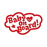 手書き風 baby on board カッティング ステッカー レッド 赤