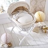 Izziwotnot Cream Premium Gift on White Wicker Moses Basket by Izziwotnot