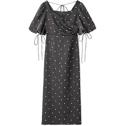 Amazon.co.jp: フルーツエンブロイダリーパフスリーブワンピース