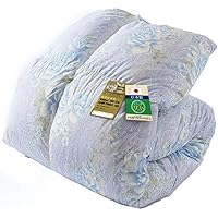 アイリスプラザ 羽毛布団 ホワイトダックダウン93% 日本製 充填量1.0kg シングルロング 花柄ブルー