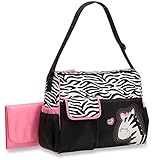 3本のピンクのシマウマの防水ベビーおむつ交換バッグ