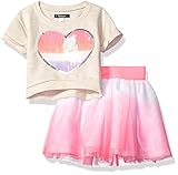 Kensie Baby Girls' 2 Piece French Terry Pullover and Tulle Skirt Oatmeal Heather 6/9 Months [並行輸入品]