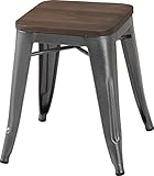 パール金属 メタル スツール チェア 椅子 鉄 アンティーク 座面 木製 エルム ハンマートーン N-83