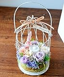 花由 プリザーブドフラワー 鳥かごランタン～LEDキャンドル付き　桃色＆紫色【マケプレお急ぎ便・日時指定便対応可能】