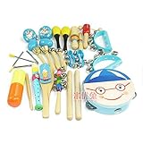 ZMAYA STAR キッズ/子供/ベビー 誕生日 クリスマス プレゼント 木製のロールドラム音楽玩具楽器ごとに - ピンクミニバンド楽器リズムおもちゃバリューパック【16個セット】