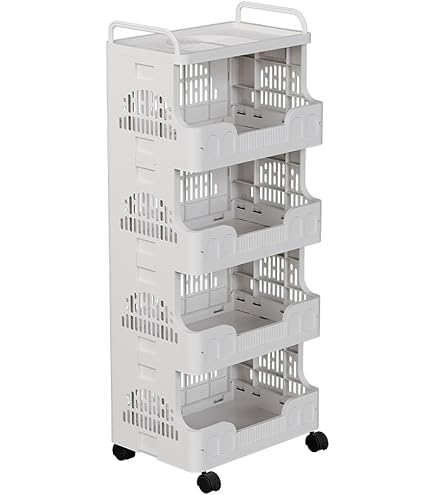 Amazon.co.jp: 収納ラック ワゴン 4段 スリム キャスター付き 耐荷重15