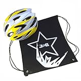 J@G 自転車 ヘルメット 子供 大人 ナップサック付き 53～63cm 小学生 以上 超軽量 11カラー (A8-ﾎﾜｲﾄ/ｲｴﾛｰ)