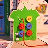 Kids Montessori Educational Toys Children Beads Lacing Board Wooden Toys Toddler Sew On Buttons Earl