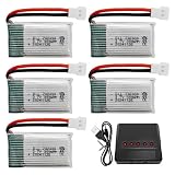 5PCS 3.7V 300mAh 25Cリチウム電池と5-in-1充電器に適応Syma X11 X11C WLToys V911S A120 XK A150 V966 FX801 UDI U830 U816A Hubsan X4 H107L DFD F180W F180C HS170 HS170C HS177 4軸航空機用リモコンドローン