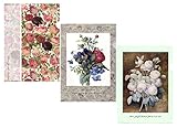 ルドゥーテ クリアファイル セット1 A4:3枚(チンツ、赤のラナンキュラス・紫と黄色のパンジーの花束、バラのブーケ) APS01