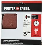 PORTER-CABLE 736601025 6-Inch 6 hole 100g Hook and Loop Aluminum Oxide Sanding Disc, 25-Pack by PORT