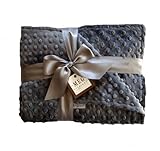 MEG Original Minky Dot Crib/Toddler Bed Baby Blanket, Double-sided Charcoal 670 by MEG Original
