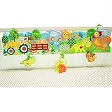 UNOPRO ベビーバンパー 脳を刺激 布絵本 かわいい 動物 リバーシブル 10面 視覚 聴覚 78*18cm 出産お祝い ベビーベッドハンギング (ニワトリ)