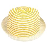 赤ちゃん の お出かけ用 麦わら 帽子 キャップ 男の子 女の子 (イエロー, 46cm-50cm(6ヶ月〜3歳目安）)