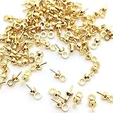 【BEAUTY PLAYER】ヒートンキャップ 挿入ヒートン 4*8mm ゴールド*100個 uvレジン アクセサリー パーツ 金具 ハンドメイド 手芸 クラフト DIY