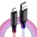 HUACIMU 【1M】 RGB PowerLine Type-C,ケーブル グラデーションソフトライト呼吸ライト,車の発光呼吸勾配充電ケーブル，車内デコレーションライト(TYPE-A＆TYPE-C)
