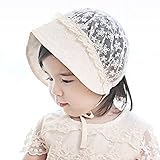 Domybest ベビー帽子 新生児　フレア ハット　レース　ラブリープリンセス　あご紐 可愛い　ユニセックス 男女兼用　春　夏　秋　紫外線 UV対策 セレモニー　退院時　お宮参り 出産祝い 冷房対策