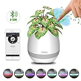 音楽植木鉢 植物ピアノ 植木鉢ライト 7色LEDライト スピーカー bluetooth ナイトライト ナイトランプ スマートタッチ 植物ランプ 音楽放送 USB充電式 ピアノを弾く植物（white）
