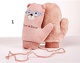 裏起毛キッズ手袋 コクマ柄スノーミトン 子供用手袋 1 【5点】
