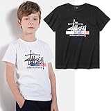 【 韓国スタイル子供服】 夏Tシャツ　キッズ /半袖 男の子 英字ロゴプリント/かっこいい　全2色110-150 White,150cm
