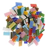 Perfk 約150個入り　高品質　ガラス　モザイクタイル　カラフル　アート　DIY　工芸品　ユニーク　おしゃれ　特別　芸術感　西洋風　長方形　10x20ミリメートル