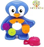 VERZABO Floating Fun Bath Toy Set - Includes a Penguin Waterfall Toy with a Water Scoop [並行輸入品]