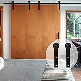 ccjh line-flatスタイルクラシックスチールスライドバーン内部ドアハードウェア – ブラックのダブルドア 17FT ブラック A17DYP00