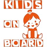 14色 KIDS ON BOARD GIRL CUBE ステッカー【KIDS IN CAR 女の子 キューブ】 (オレンジ)