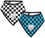 ニシキ　ブロックチェック柄マジック式バンダナスタイ2枚組(ビブ・よだれかけ) ブラック(ブラック&ブルー) W8267BK