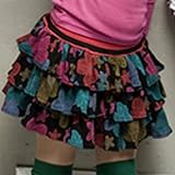 【韓国子供服】【110cm】花柄 3段 フリル ティアード ミニスカート(ブラック)/BISKET (110(120))