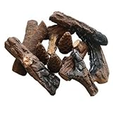 バイオエタノール暖炉やガス暖炉用セラミックログ　薪・小枝　擬木　10ピース　Ｂセット(松ぼっくり～約19cm)【国内発送】