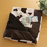 マイブランキー　ホルスタイン柄×ドットベロア　ストローラーブランケット　ブラウン (ふちどりフリル)　My Blankee animal cow Stroller Blanket Brown【並行輸入