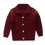 coodebear Littleベビー男の子カシミアボタンラペルカーディガンセーター カラー: レッド