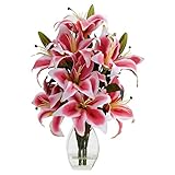 Nearly Natural 1343 Rubrum Lily with Decorative Vase [並行輸入品]