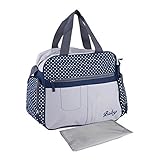 マザーズバッグ 大容量 高機能 多機能 全面防水 おむつ換えシート 吊り下げベルト セット ママバッグ ショルダーバッグ (ブルー)