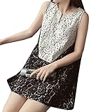 Spinas(スピナス) ママだって着き心地もお洒落も譲れない バイカラー総レースチュニックワンピース(黒　黄色い） (XL, ブラック)